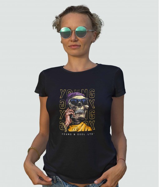Дамска тениска с щампа Готика Young And Cool Skull